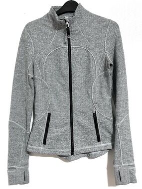 Lululemon Herringbone Define Jacket Womens 6 Gray Thumbholes Full Zip Athletic